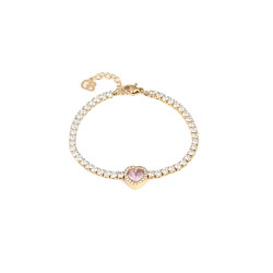 Pulseira em aço pedra coração