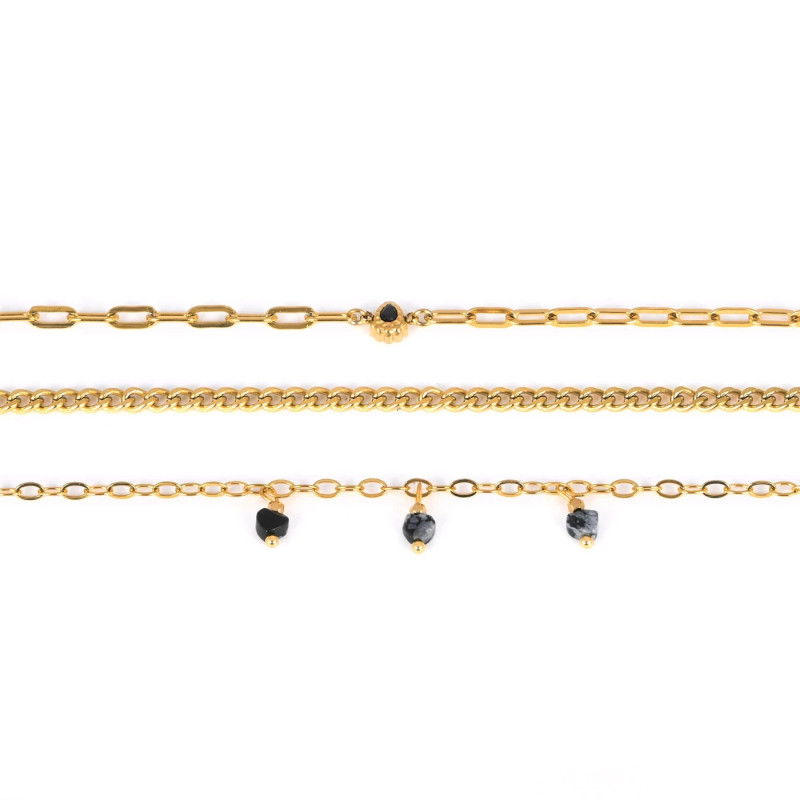 Conjunto pulseiras em aço oval