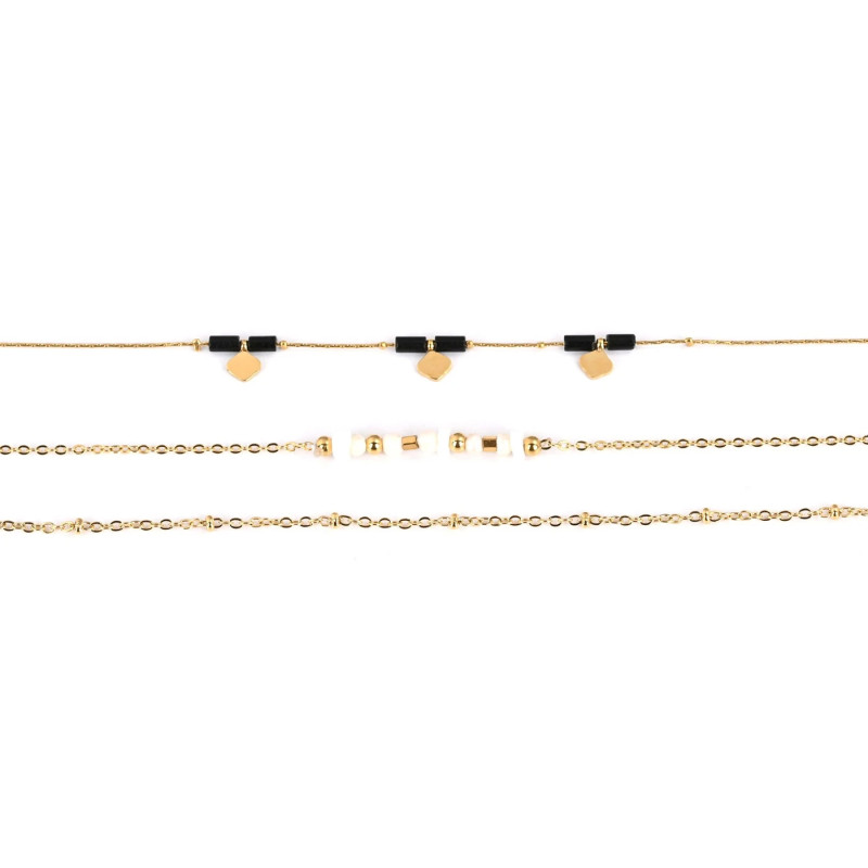Conjunto pulseiras em aço pendentes