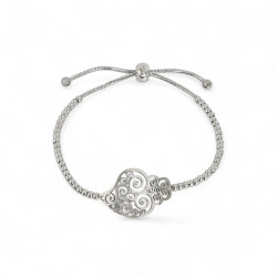 Pulseira ajustável em aço coração de viana