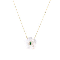 Colar aço madrepérola flor