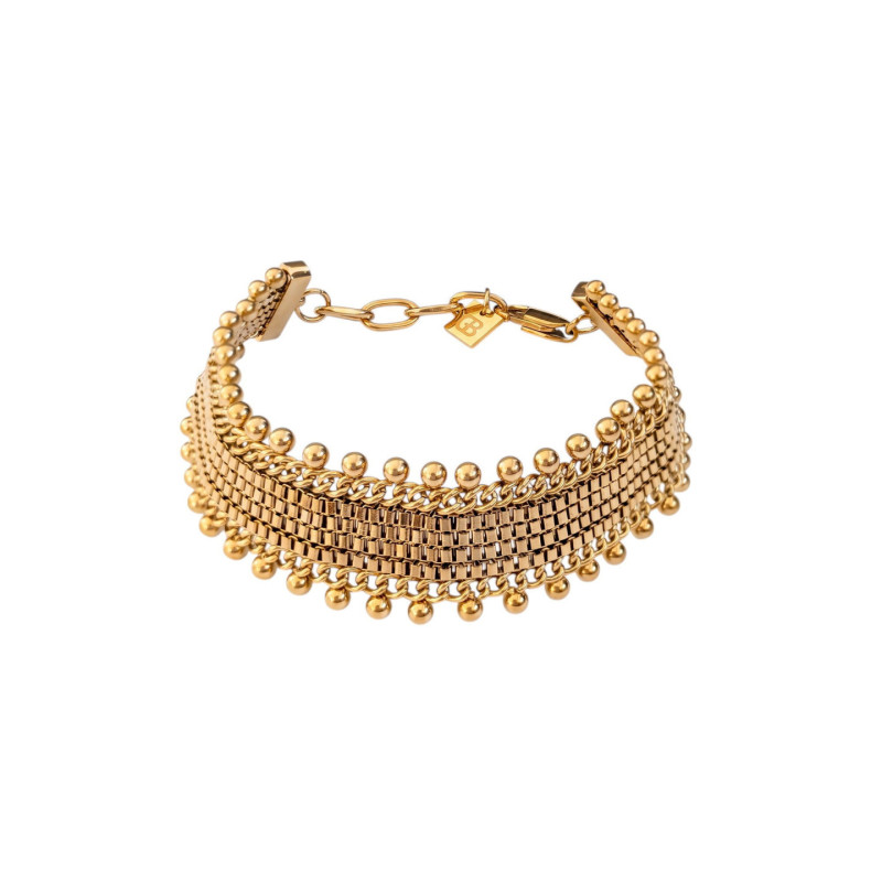 Pulseira Aço com Detalhe de Bolinhas
