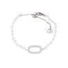 Pulseira aço com pérolas e brilhantes