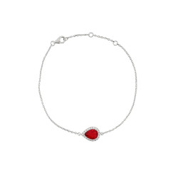 Pulseira prata com pedra oval