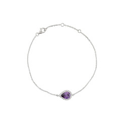 Pulseira prata com pedra oval