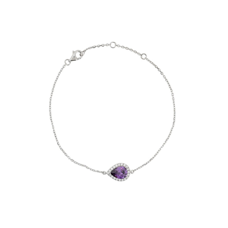 Pulseira prata com pedra oval