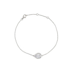 Pulseira prata com pedra oval
