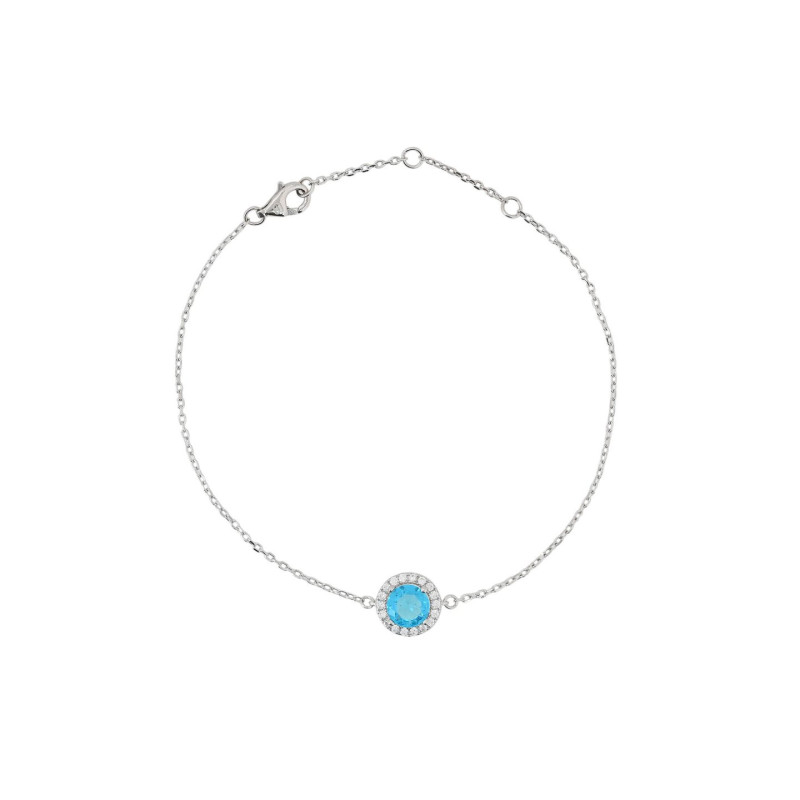 Pulseira prata com pedra redonda