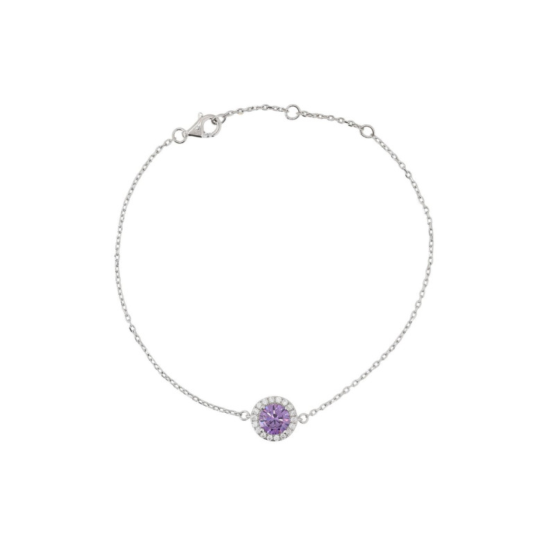 Pulseira prata com pedra redonda