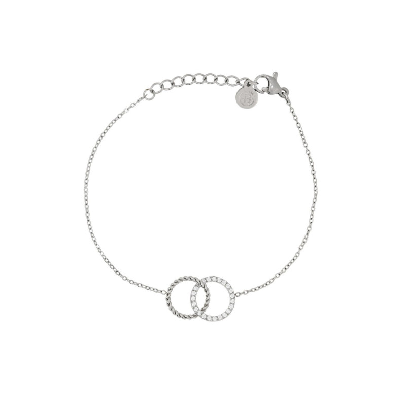 Pulseira aço com circulo entrelaçado