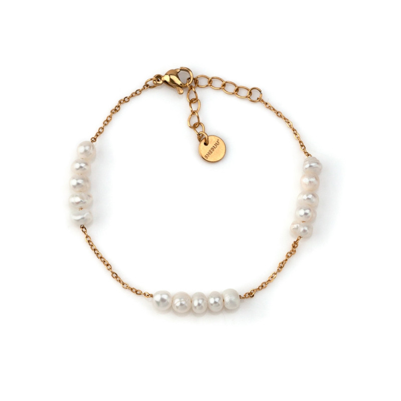 Pulseira Aço Pérolas