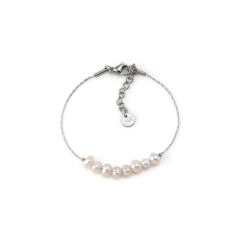 Pulseira Aço c/ Pérolas