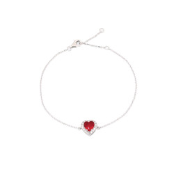 Pulseira Pedra Coração Vermelho