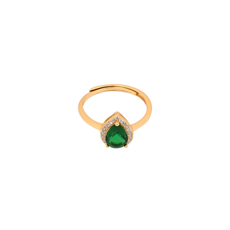 Anel Ajustável Pedra Oval Verde