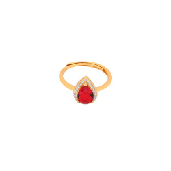 Anel Ajustável Pedra Oval Vermelho